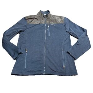 ORVIS Mens M Gray SweatShirt Sweater Mesh Fleece Full Zip Jacket Warmth